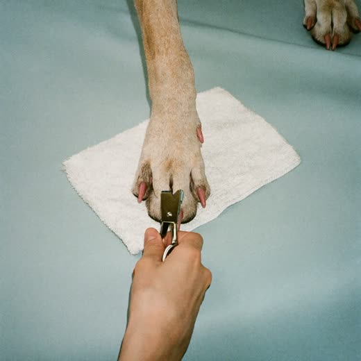 A long-haired dog being blow-dried, coat lifted by the air